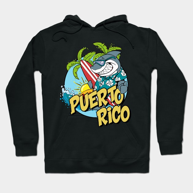 Puerto Rico surfing shark Hoodie by SerenityByAlex